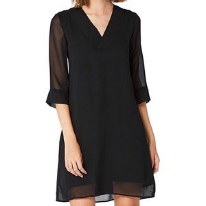 BLACK short dress with sleeves. V-neck. NWT SMALL